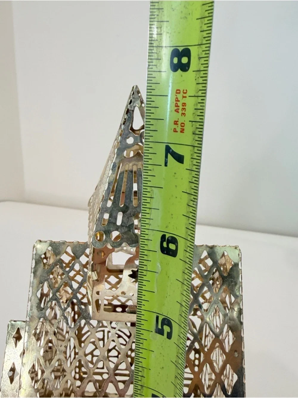 Vtg Brass Filigree Church Tea Light Votive Candle Holder 7.5